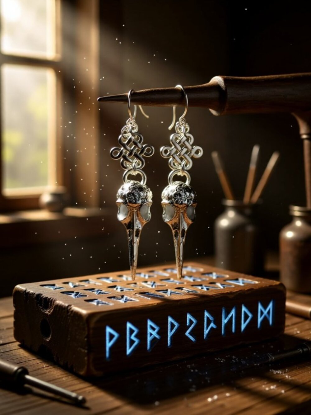 Extra Long! Silver Bird Skull Earrings ~ Dark Academia & Romantic Goth Danglers